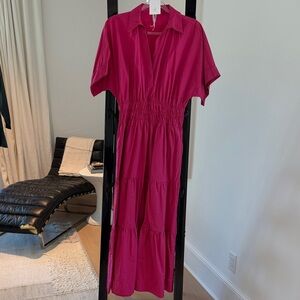Anthropologie Fuchsia Collared Maxi Dress